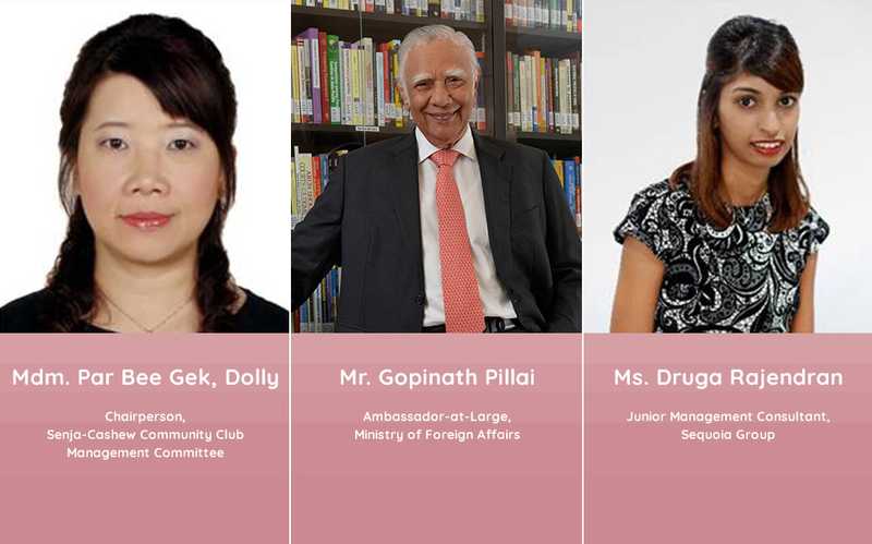 Founders' Memorial Committee Members: Mdm Dolly Par, Mr Gopinath Pillai and Ms Druga Rajendran